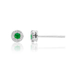 Sparkle Emerald and 0.10ct diamond stud earrings in 9K white gold 