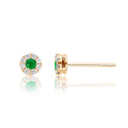 Sparkle Emerald and 0.10ct diamond stud earrings in 9K yellow gold