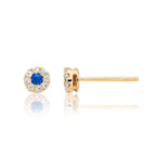 Sparkle Sapphire and 0.10ct diamond stud earrings in 9K yellow gold