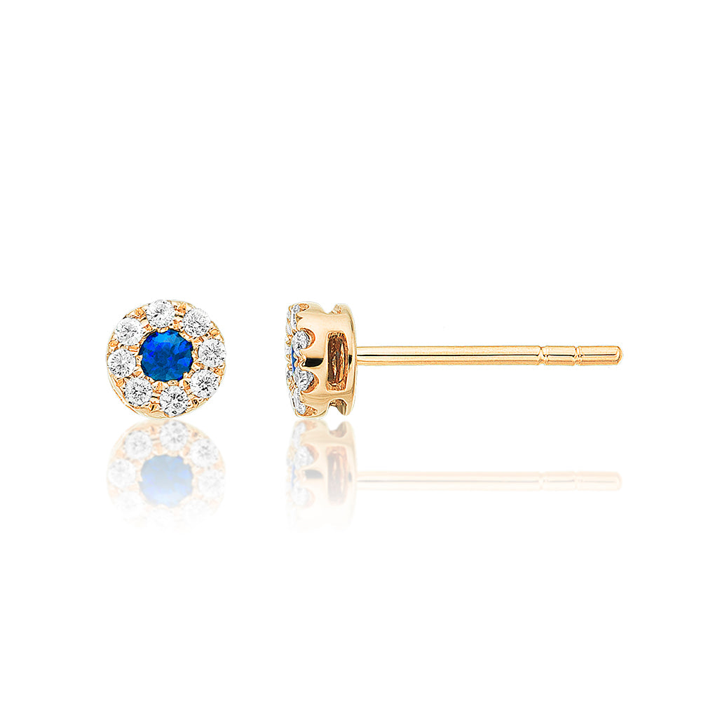 Sparkle Sapphire and 0.10ct diamond stud earrings in 9K yellow gold