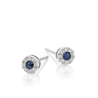 Sparkle Sapphire and 0.10ct diamond stud earrings in 18K white gold 