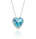 9mm x 10mm Blue Topaz with 0.15ct Diamond pendant in 9K white gold