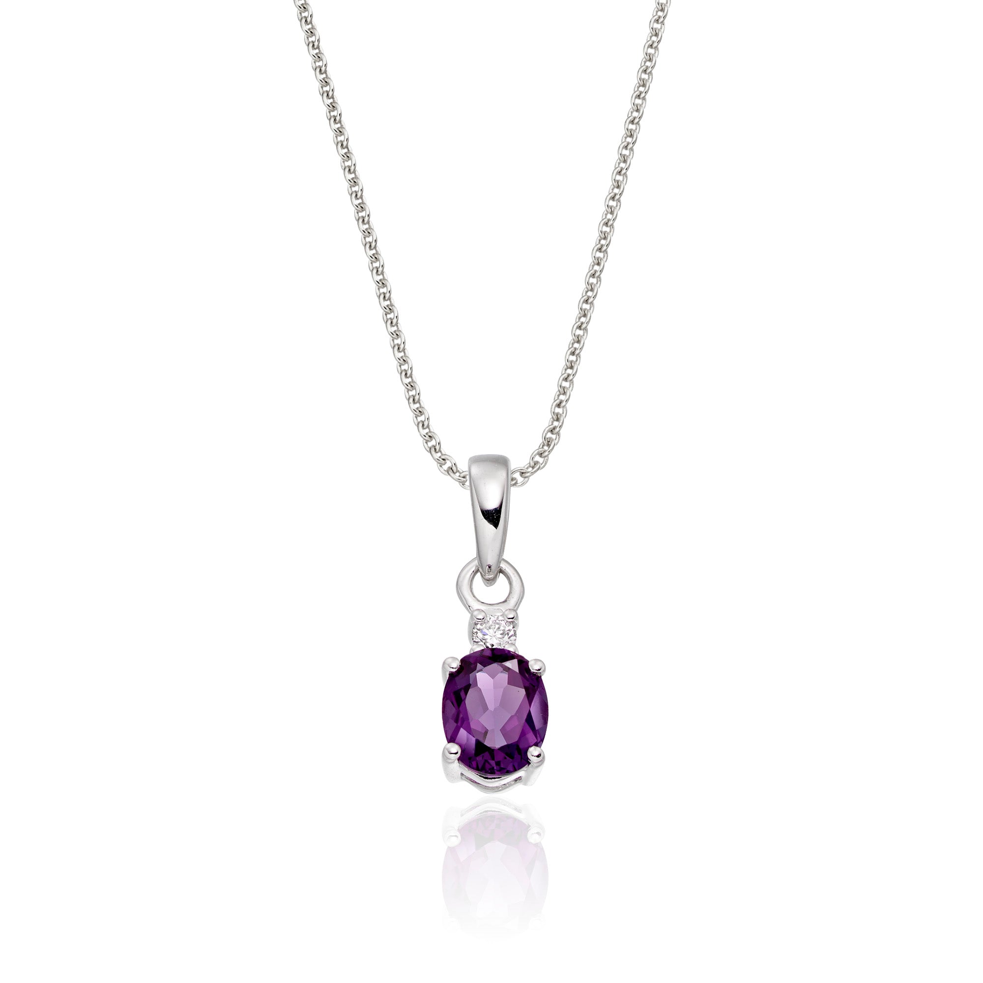 0.65ct Amethyst With 0.04ct Diamond Pendant In 9K White Gold