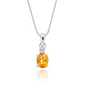 0.60ct Citrine Pendant Necklace With Diamonds 9K White Gold