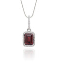 1.80ct Garnet With 0.15ct Diamond Pendant In 18K White Gold