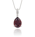 8mm x 12mm Garnet with 0.05ct Diamond pendant in 9K white gold