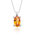 7mm x 12mm Citrine with 0.03ct Diamond pendant in 18K white gold