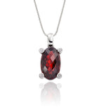 7mm x 12mm Garnet with 0.03ct Diamond pendant in 9K white gold