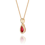 0.45ct Ruby Pendant Necklace 0.05ct Diamond 9K Yellow Gold