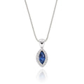 0.35ct Blue Sapphire Pendant Necklace 0.05ct Diamond 9K White Gold