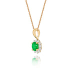 Emerald Pendant Necklace with 0.12ct Diamonds 9K Yellow Gold