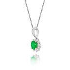 Emerald Pendant Necklace with 0.17ct Diamonds 9K White Gold