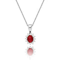Ruby Pendant Necklace with 0.12ct Diamonds 9K White Gold