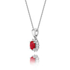 Ruby Pendant Necklace with 0.12ct Diamonds 9K White Gold