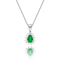 Emerald Pendant Necklace with 0.13ct Diamonds 9K White Gold 