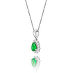 Emerald Pendant Necklace with 0.13ct Diamonds 9K White Gold 