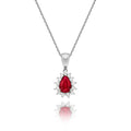 Ruby Pendant Necklace with 0.13ct Diamonds 9K White Gold