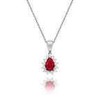 Ruby Pendant Necklace with 0.13ct Diamonds 9K White Gold