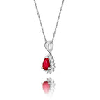 Ruby Pendant Necklace with 0.13ct Diamonds 9K White Gold