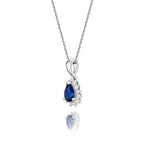 Sapphire Pendant Necklace with 0.13ct Diamonds 9K White Gold
