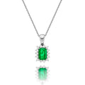Emerald Pendant Necklace with 0.14ct Diamonds 9K White Gold