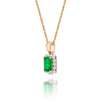 Emerald Pendant Necklace with 0.14ct Diamonds 9K Yellow Gold