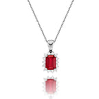 Ruby Pendant Necklace with 0.14ct Diamonds 9K White Gold