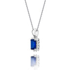 Sapphire Pendant Necklace with 0.14ct Diamonds 9K White Gold