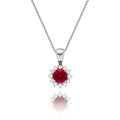 Ruby Pendant Necklace with 0.17ct Diamonds 9K White Gold