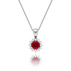Ruby Pendant Necklace with 0.17ct Diamonds 9K White Gold