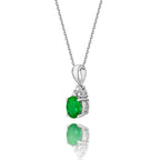 Emerald Pendant Necklace with 0.06ct Diamonds 9K White Gold