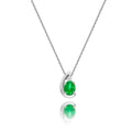 Emerald Pendant Necklace with 0.03ct Diamonds 9K White Gold