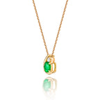 Emerald Pendant Necklace with 0.03ct Diamonds 9K Yellow Gold