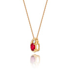 Ruby Pendant Necklace with 0.03ct Diamonds 9K Yellow Gold