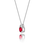 Ruby Pendant Necklace with 0.03ct Diamonds 9K White Gold