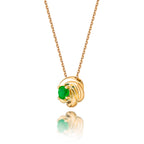 Emerald Pendant Necklace 4mm Round Emerald 9K Yellow Gold