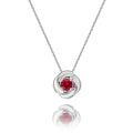 Ruby Pendant Necklace 4mm Round Ruby 9K White Gold