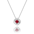 Ruby Pendant Necklace 4mm Round Ruby 9K White Gold
