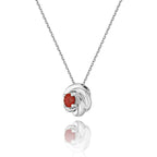 Ruby Pendant Necklace 4mm Round Ruby 9K White Gold