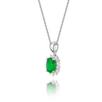Emerald Pendant Necklace with 0.21ct Diamonds 18K White Gold