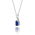 Sapphire Pendant Necklace with 0.06ct Diamonds 18K White Gold