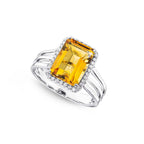 Octagonal 2.90ct Citrine & Diamond Ring in 18K White Gold