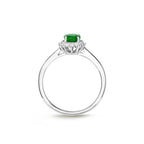 Emerald Ring 5x7mm Oval Emerald & 0.21ct Diamonds in 18K White Gold