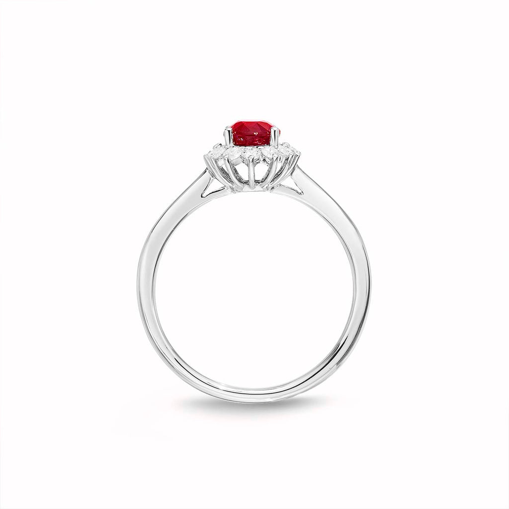 Ruby Ring 5x7mm Oval Ruby & 0.21ct Diamonds in 18K White Gold