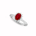 Ruby Ring 5x7mm Oval Ruby & 0.21ct Diamonds in 18K White Gold