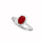 Ruby Ring 5x7mm Oval Ruby & 0.21ct Diamonds in 18K White Gold
