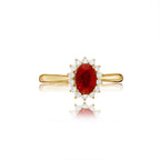 Ruby Ring 5x7mm Oval Ruby & 0.21ct Diamonds in 18K Yellow Gold