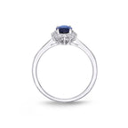 Sapphire Ring 5x7mm Oval Sapphire & 0.21ct Diamonds in 18K White Gold