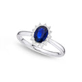 Sapphire Ring 5x7mm Oval Sapphire & 0.21ct Diamonds in 18K White Gold
