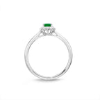 Emerald Ring 4x5mm Oval Emerald & 0.12ct Diamonds in 18K White Gold